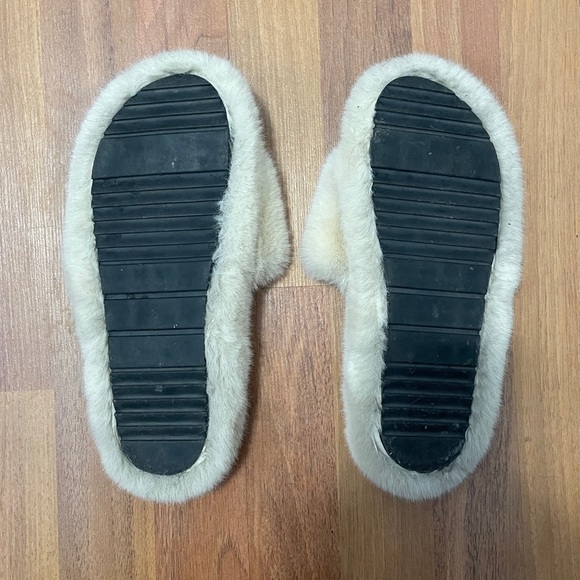 Beige Faux Fur Slides - Picture 3 of 3
